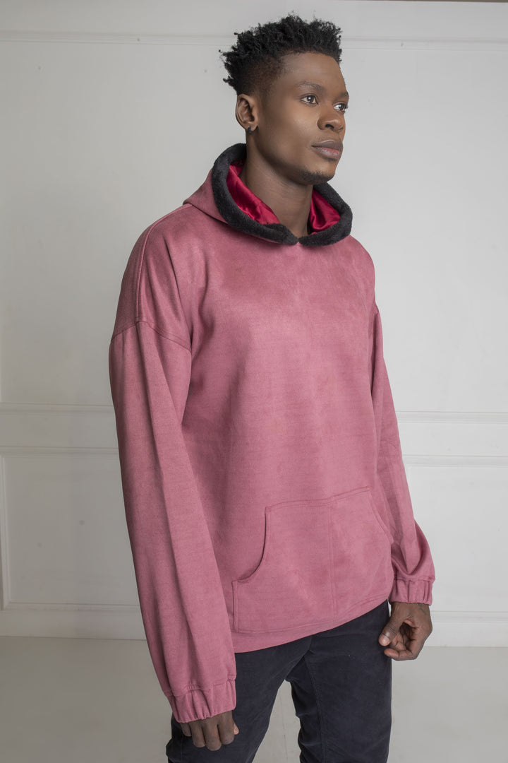 Stardust Pink Suede Oversized Hoodie