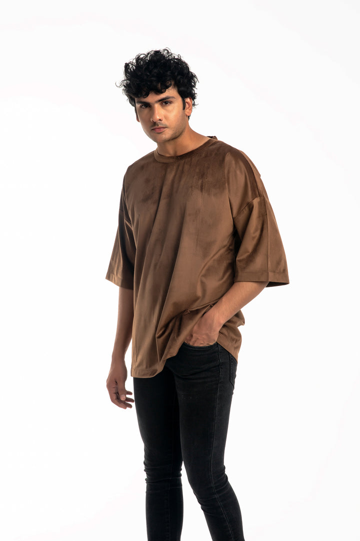 Warm Tan Suede Oversized T-Shirt