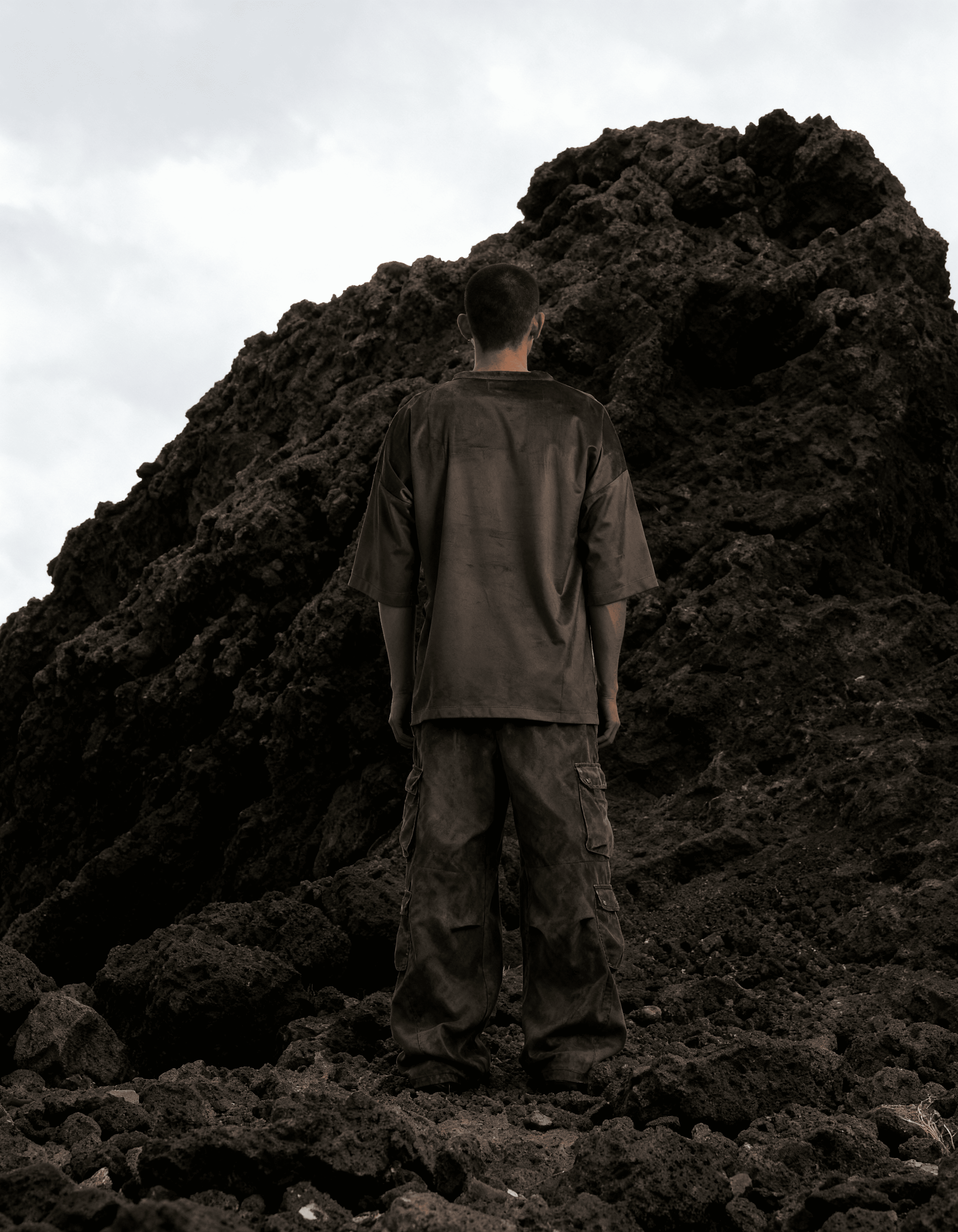 Matte Charcoal Suede Oversized T-Shirt