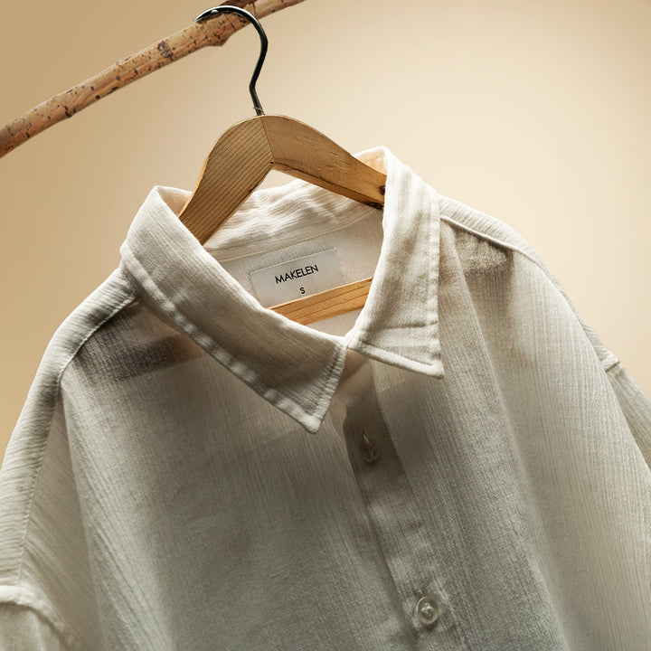 Crisp Cotton Pleated White Shirt