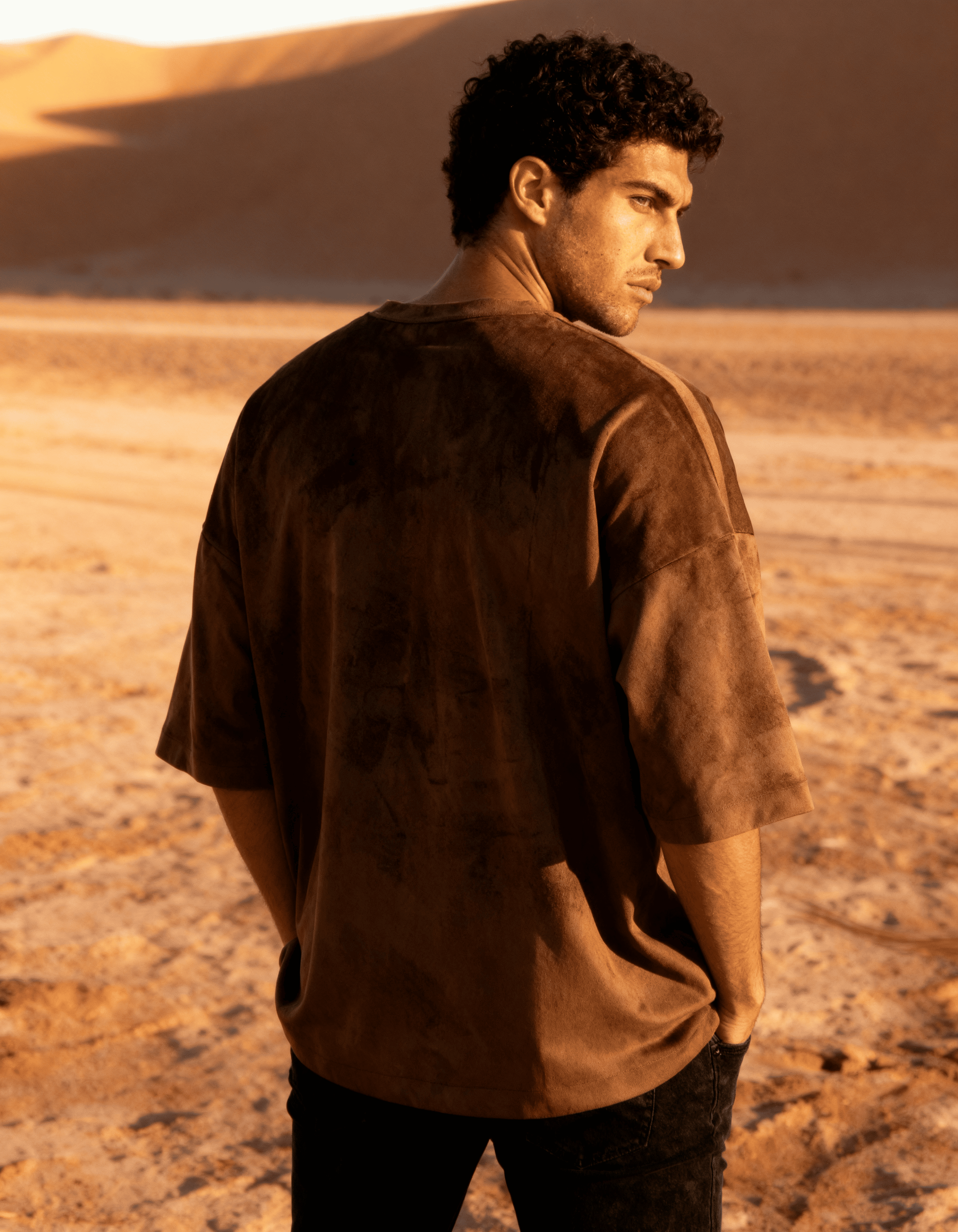 Warm Tan Suede Oversized T-Shirt